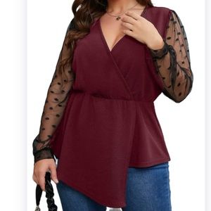 Burgundy Peplum Top